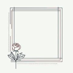 Graphic Design of a Greeting Card Featuring a Framed Space for Personal Messages, Adorned with a Graceful Rose in the Corner