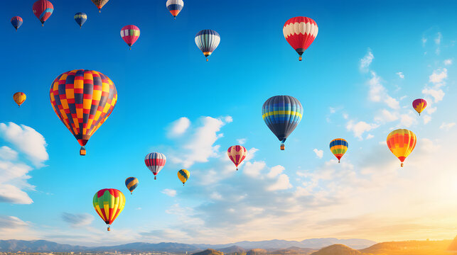 colorful hot air balloons in the blue sky