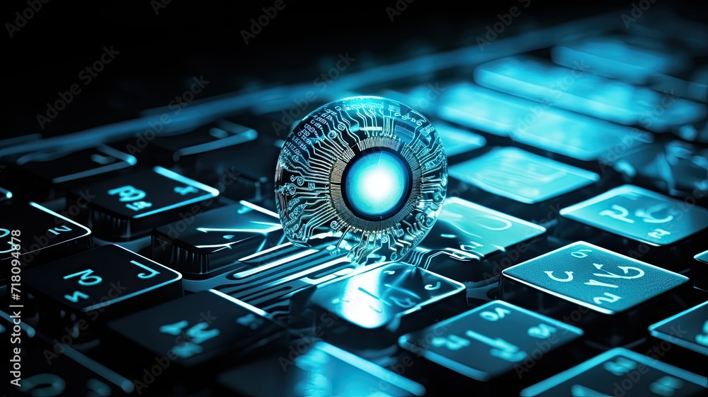 Poster network security system. cyber security ransomware email phishing encrypted technology, digital info