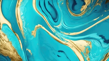 Abstract ink cyan and gold mixed texture Background. fluid art background texture