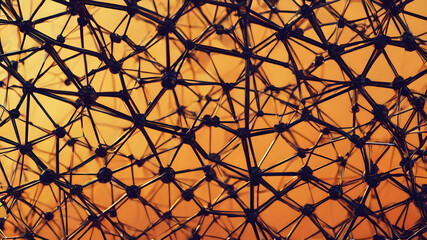  Wireframe geometric connectivity network tech background concept. Abstract wireframe line and dots,  AI generated image, ai
