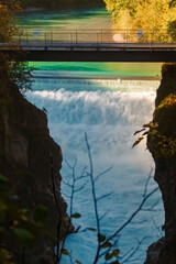 Alpine summer view with the famous Lechfall waterfalls at Fuessen, Bavaria, Germany