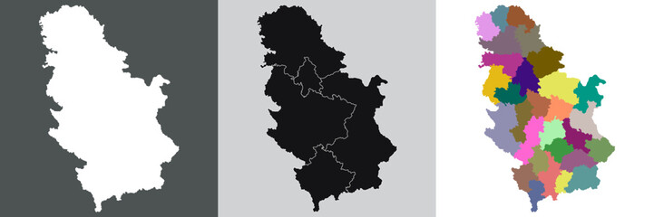 Fototapeta na wymiar Serbia map. Map of Serbia set