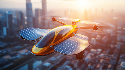 Kleines autonomes elektrisches Flugzeug für Drohnentaxi Personentransport in der Luft Generative AI