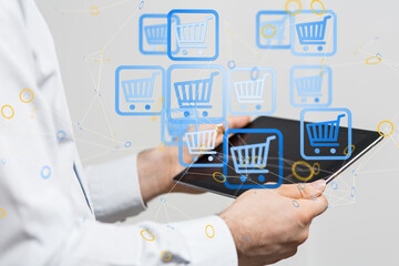 Shopping Cart Flat Design E-Commerce Icon - connection