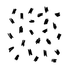 Hand drawn abstract texture. Vector scribble, dots, and strokes collection. Doodle shapes. Trendy illustration. Graphic vector freehand texture. Black Ink dots isolated on a white background.
