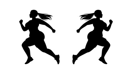 Vector illustration. Silhouette of an overweight athlete woman.