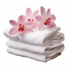 Obraz na płótnie Canvas Spa towels and robes isolated on white background, hyperrealism, png 