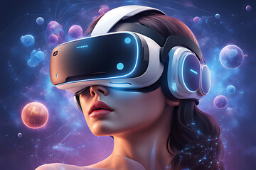 woman with virtual reality goggles
