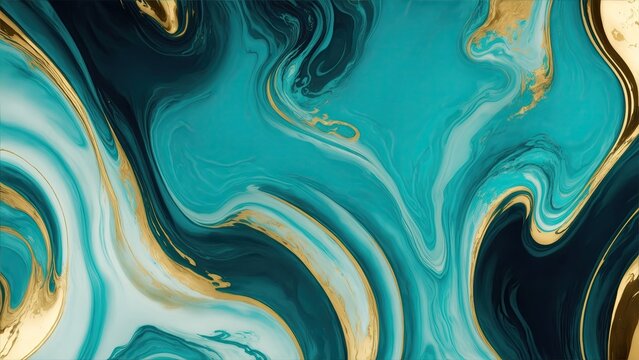 Abstract ink teal and gold mixed texture Background. fluid art background texture