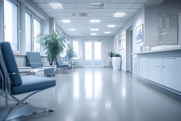 Fototapeta na wymiar Modern Healthcare Workspace with Doctor and Nurse in Medical Office, Medical Office Background 3D rendering