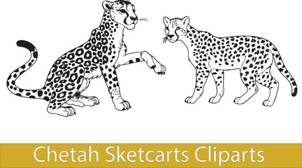 Chetah Sketcarts Cliparts.