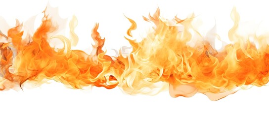 Orange flames burning in the photo on a white background. generative AI