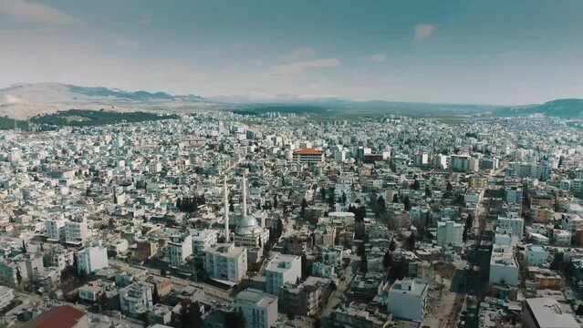 Aerial view of Hatay and Gaziantep earthquake 4k. Turkey Earthquake 2023