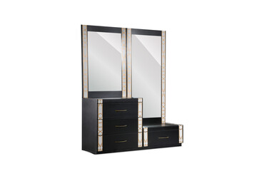 Modern gray chest of Drawer Double Dresser with mirror

