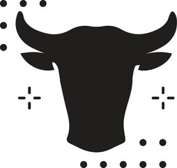 Cow head with horns logotype engraving style isolated vector illustration.