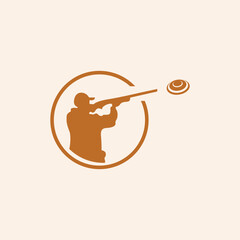 Sporting Clays Target and Sport Shotgun Gun Club Logo Template - obrazy, fototapety, plakaty