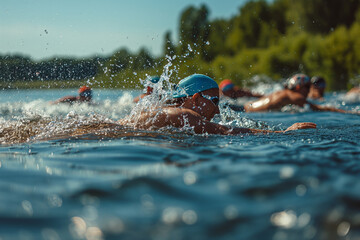 Open Water Swimming Competition in Summer