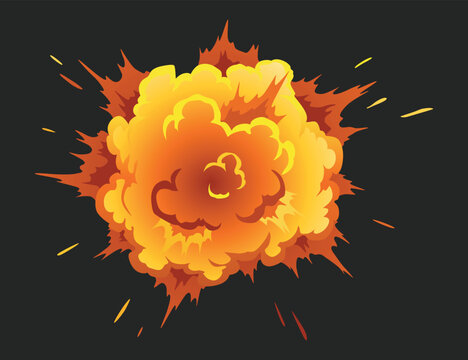 Explosion animation effect for game. Burst explosion in cartoon style. Bomb or bang. Vector isolated illustration