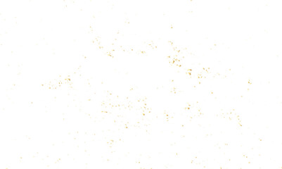 Abstract doted and confetti golden glitter and dust particles splatter on transparent background. Dust golden grunge background.
