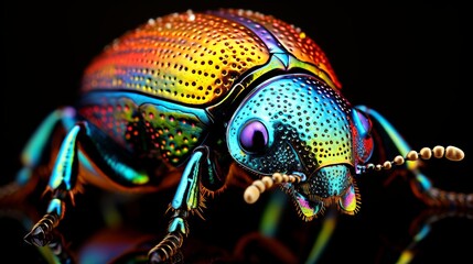 Macro close up of a vibrant beetle   exquisite wildlife photography capturing intricate details