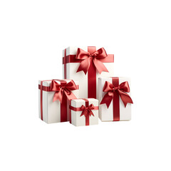 Holiday gift white box set with red bow PNG