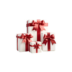 Fototapeta premium Holiday gift white box set with red bow PNG
