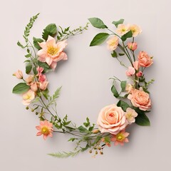 A beautiful circle-shaped flower arrangement with an empty space in the middle