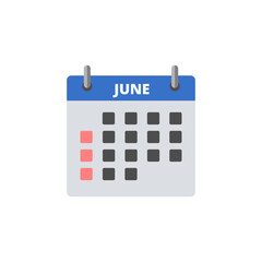 Calendar June icon isolated on transparent background