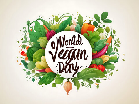 World vegan day Lettering. Vector illustration design on white background design.