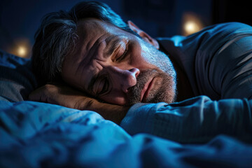 Man Resting in Bed With Closed Eyes
