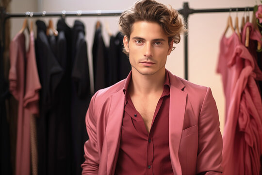 Male Fashion Stylist with Wardrobe Racks