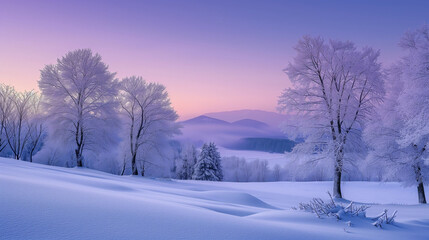  Pink Sunset Over Snowy Winter Wonderland