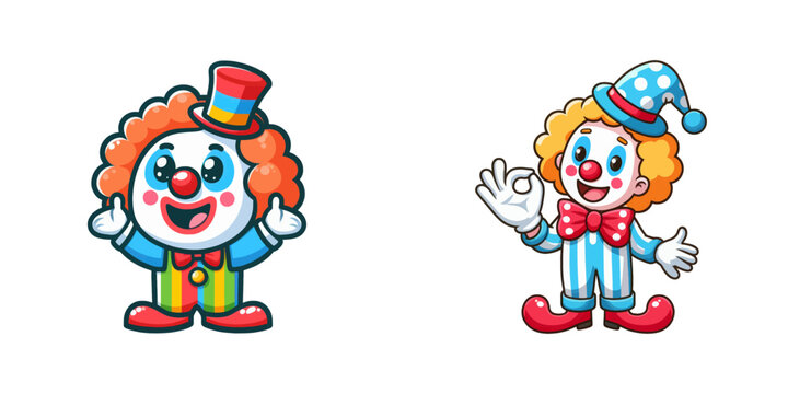 Cartoon clown icon. Vector illustration