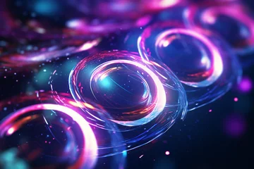 Foto op Aluminium Abstract neon geometric background. Wavy gradient liquid round shape, glossy texture purple blue fluid flow. Dynamic 3d illustration surface for banner or poster  transparent background Generative Ai © AbdullahAl