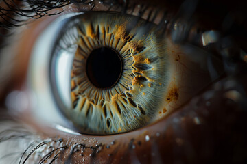 Extreme close up of a child colorful eyes shows detail of the iris