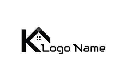 Real Estate Logo, Letter K with home combination, suitable for Architecture Building apps logo design