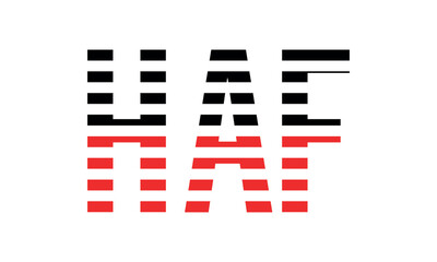 HAF three initial letter iconic line negative space minimal logo design vector template. monogram, abstract, wordmark, business, typography, minimalist, brand, company, flat, modern, unique, simple