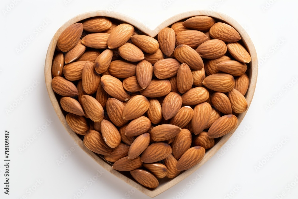 Poster heart-shaped nuts. background with selective focus and copy space
