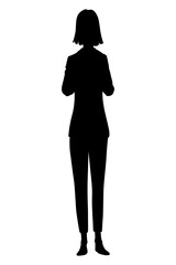 Women silhouette with style clothing. Vector standing people in black color isolated on white background