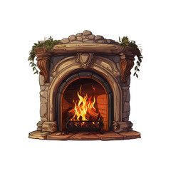 Cartoon fireplace isolated on a white background. Vector illustration