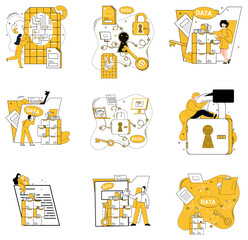 Data management vector illustration. In landscape information, data management is compass navigating uncertainty Info progress is result meticulous dance between data and analysis Accounting finds