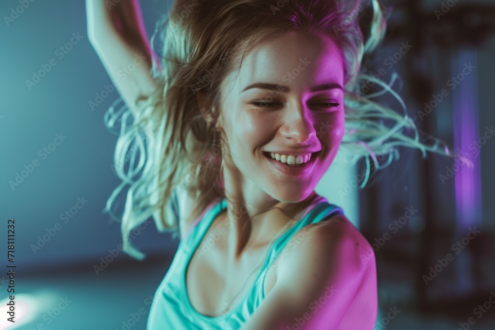 Poster group zumba classes. background with selective focus and copy space
