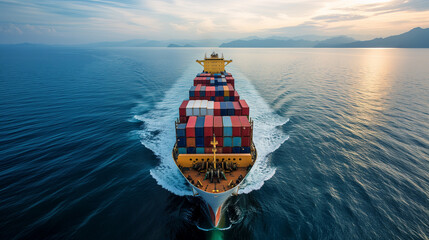 Voyage of Commerce The Journey of an Ocean Freight Vessel - obrazy, fototapety, plakaty