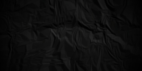 Dark black paper crumpled texture. black fabric crushed textured crumpled. Black wrinkly backdrop paper background. panorama grunge wrinkly paper texture background, crumpled pattern texture.