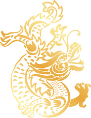 hand-drawn Chinese dragon and flower illustrations in luxurious golden hues