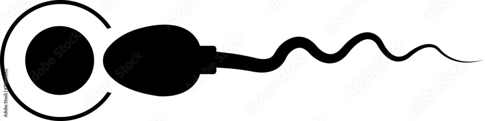Poster abstract spermatozoon icon vector that runs towards the egg isolated on a transparent background, co