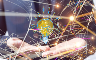 Neural network 3D illustration. Big data and cybersecurity
