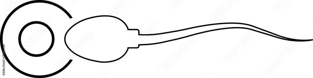Poster abstract spermatozoon icon sperm vector that runs towards the egg isolated on transparent background