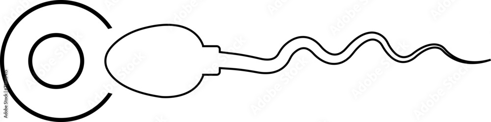 Poster abstract spermatozoon icon sperm vector that runs towards the egg isolated on transparent background